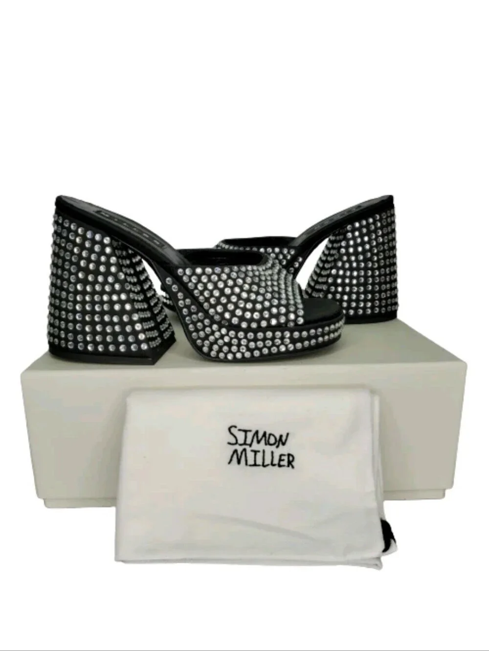 Simon Miller Black Crystal Embellished Slice Heeled Platform Sandals